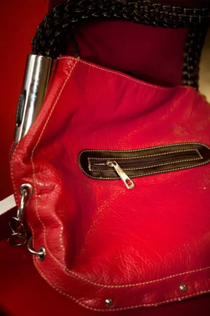 second-hand Damenhandtasche rot-schwarz